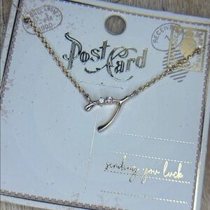 NWT Wishbone GP Sending You Luck Post Card Necklace